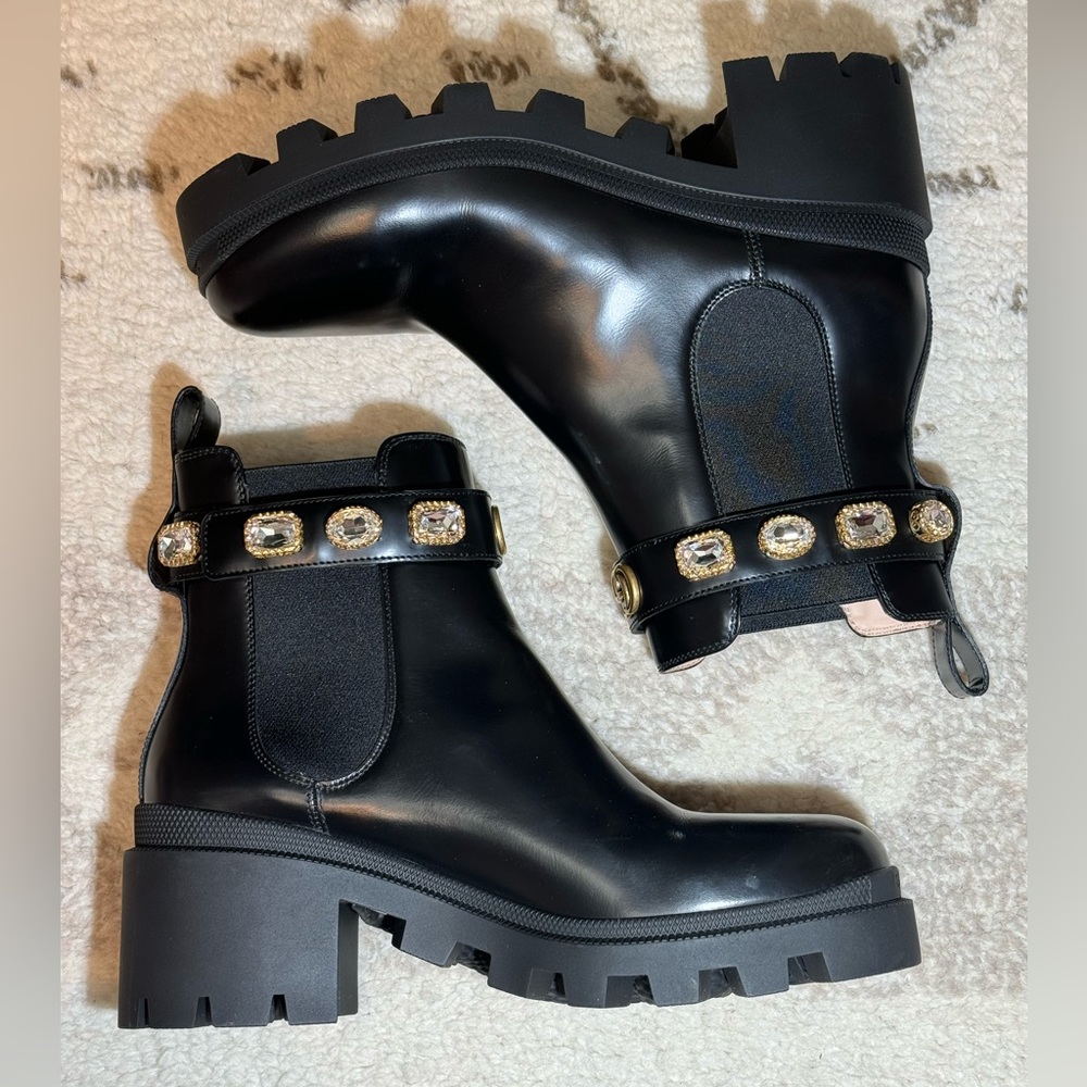 Gucci Trip Embellished Block Heel Chelsea Boots - Picture 15 of 15
